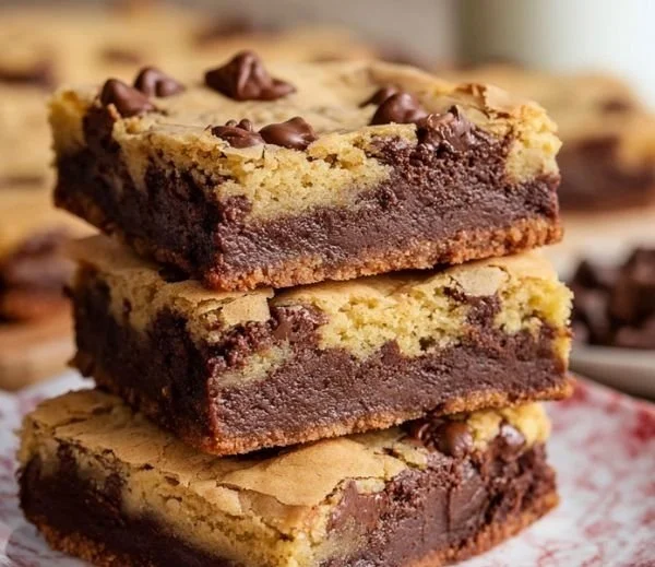Delicious homemade brookie bars combining brownies and cookies.
