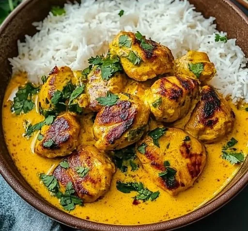 Churu Yellow Chicken dish served with fresh herbs and spices