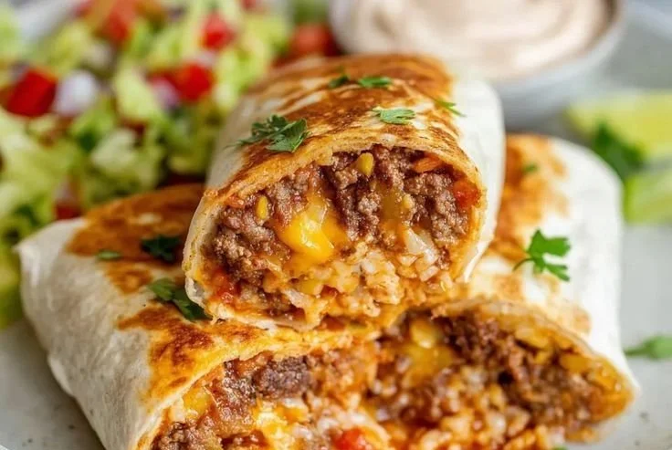 Delicious hearty beef burritos filled with savory ingredients