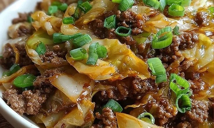 Mongolian Ground Beef and Cabbage