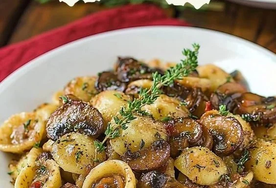 Orecchiette with Mushroom Thyme Sauce