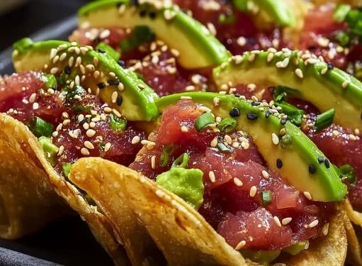 Spicy Tuna Tartare Wonton Tacos