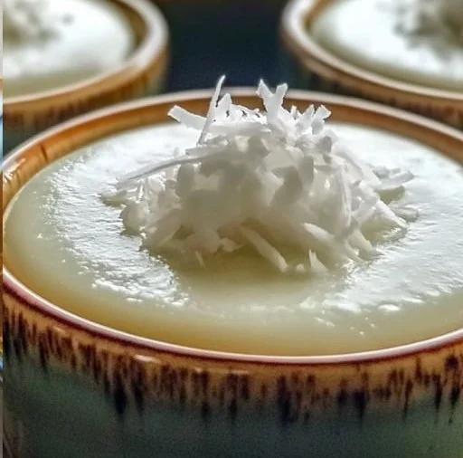 Delicious Thai Coconut Custard dessert served in a beautiful bowl