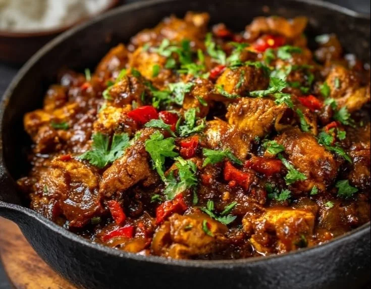 Chicken Bhuna translates to "Spicy Chicken."