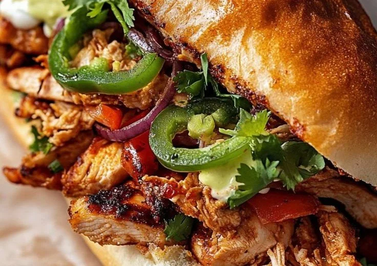 Delicious Chicken Torta Sandwich with fresh ingredients and savory chicken