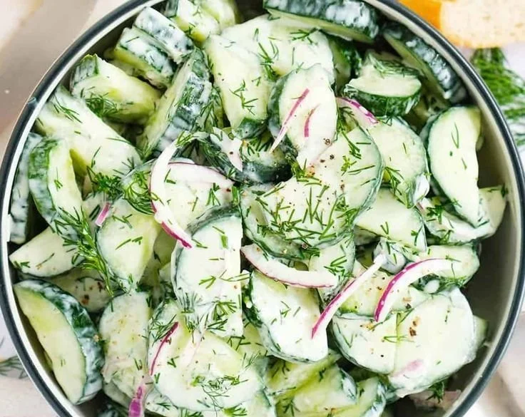 Cucumber Dill Salad with fresh cucumbers and dill herbs