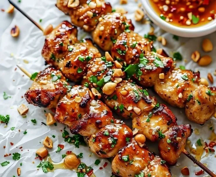 Easy Grilled Asian Chicken Skewers with Honey Garlic Sauce