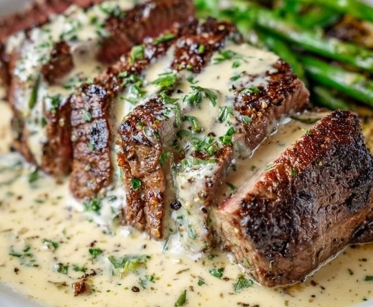 Garlic Butter Steak With Parmesan Cream Sauce