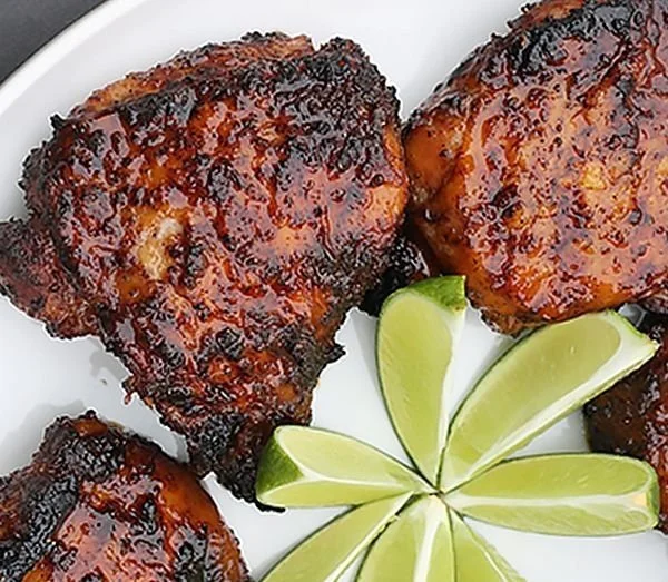 Grilled Chicken Thighs with Ancho Chili and Tequila Glaze