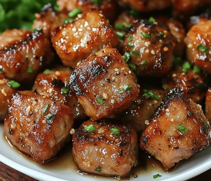 Irresistible garlic pork bites ready to be enjoyed