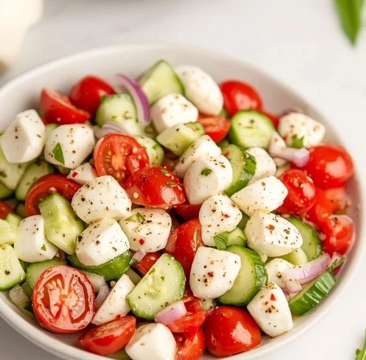 Juicy Cucumber Caprese Salad