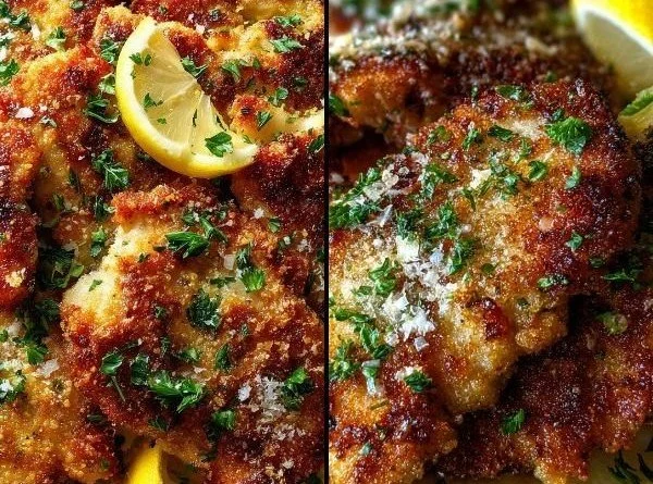 Delicious Lemon Chicken Romano dish garnished with lemon and herbs