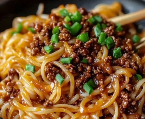 Mongolian Ground Beef Noodles