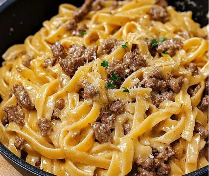 One-Pot Creamy Beef and Garlic Butter Pasta
