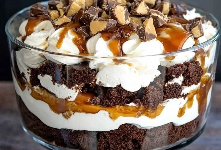 Delicious Scoop of Heaven Trifle layered with flavors and textures