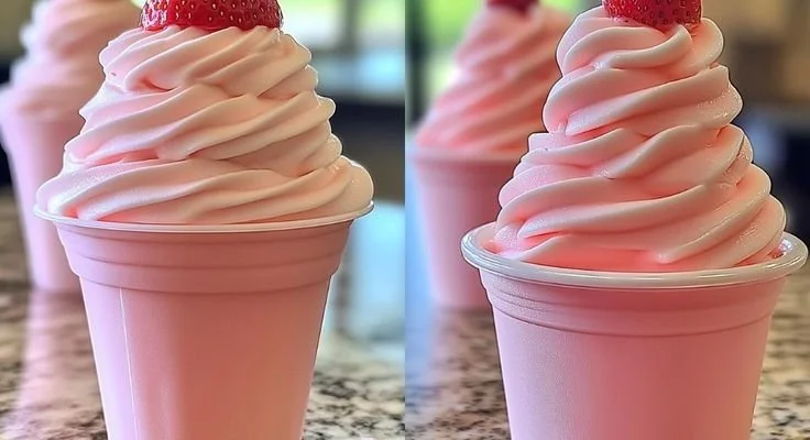 Delicious Strawberry Dole Whip dessert in a bowl