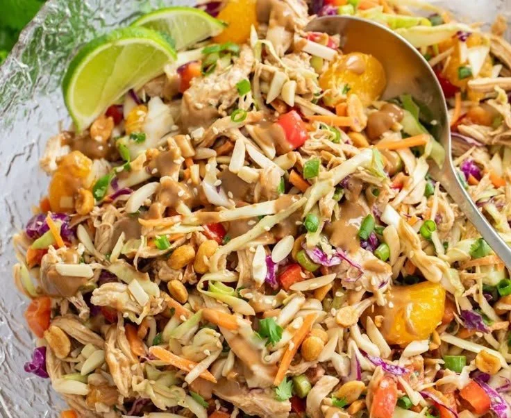 Delicious Thai Chicken Salad with vibrant vegetables and herbs