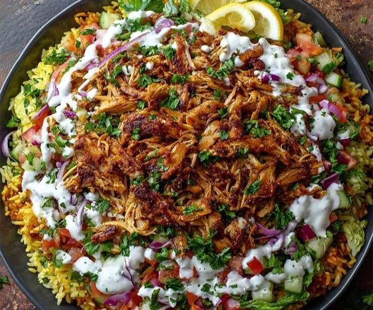 Chicken Shawarma Crispy Rice Salad