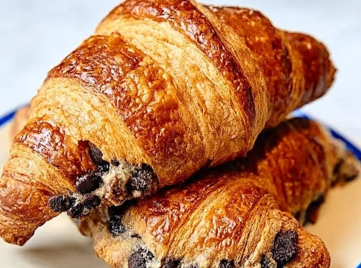 Delicious Cookie Croissant with chocolate chips and flaky layers