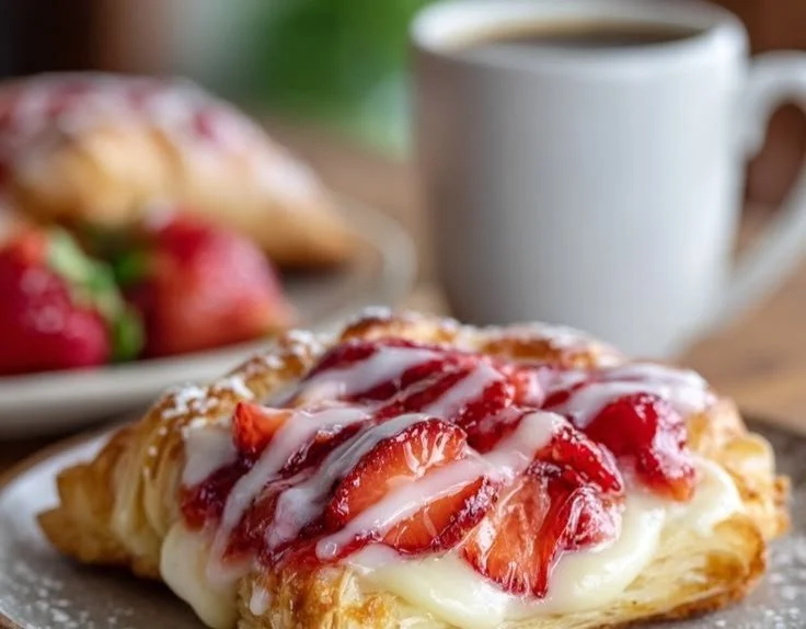 Delicious strawberry cheesecake Danish made in a pressure cooker