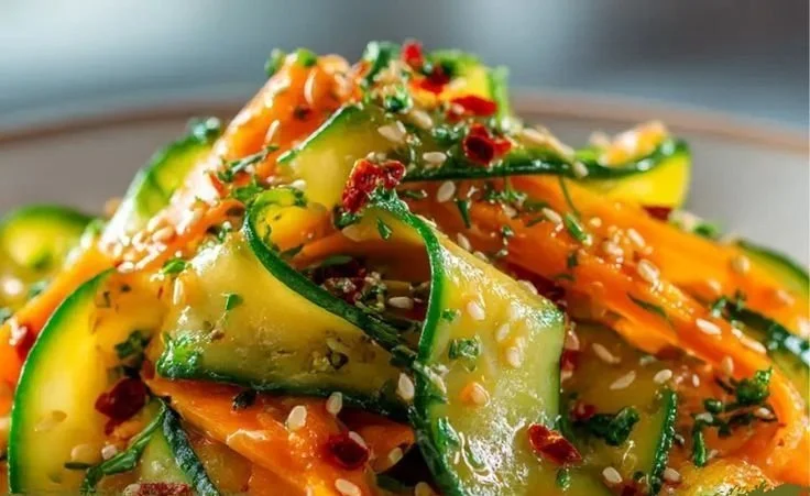 Fresh and crunchy summer salad with colorful vegetables