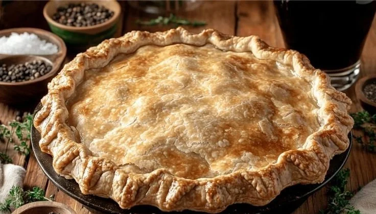 Delicious homemade Guinness Beef Pie with tender beef and rich gravy