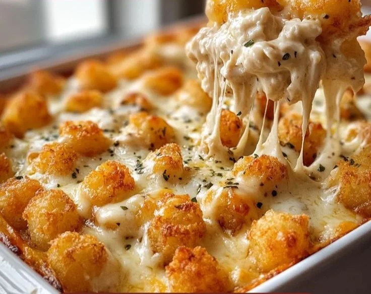 Irresistible Chicken Alfredo Tater Tot Casserole in 35 Minutes