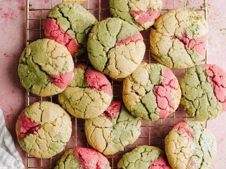 Matcha Strawberry Cookies