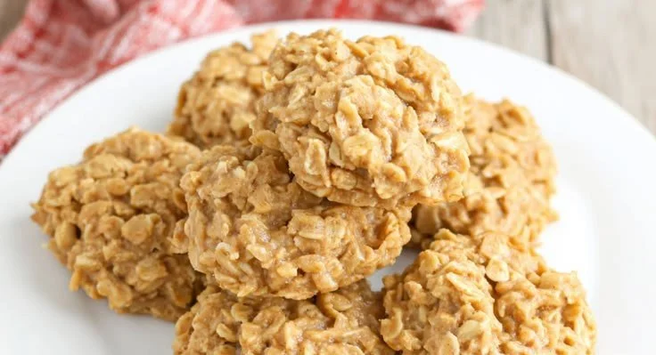 Delicious peanut butter no-bake cookies on a plate