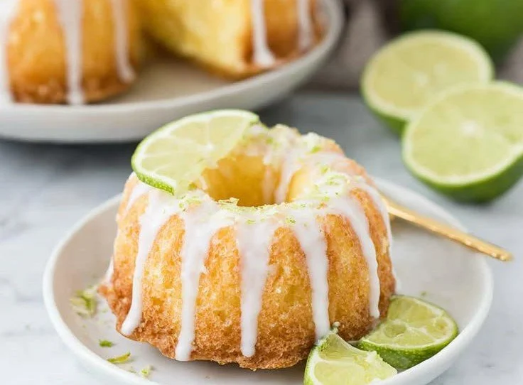 Pineapple Lime Mini Bundt Cakes on a platter for a tropical dessert treat
