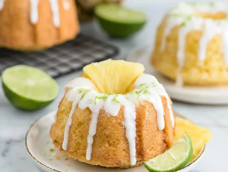 Pineapple Lime Mini Bundt Cakes