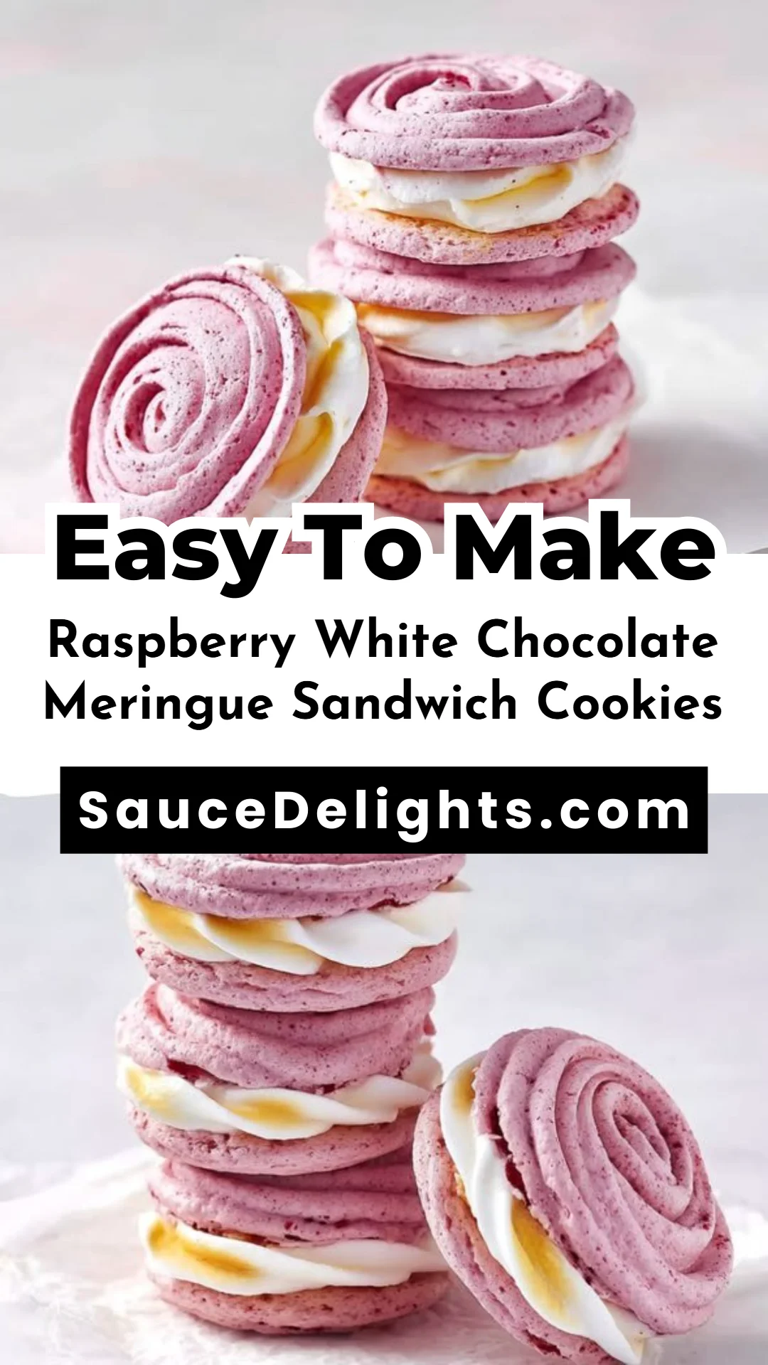 Raspberry White Chocolate Meringue Sandwich Cookies