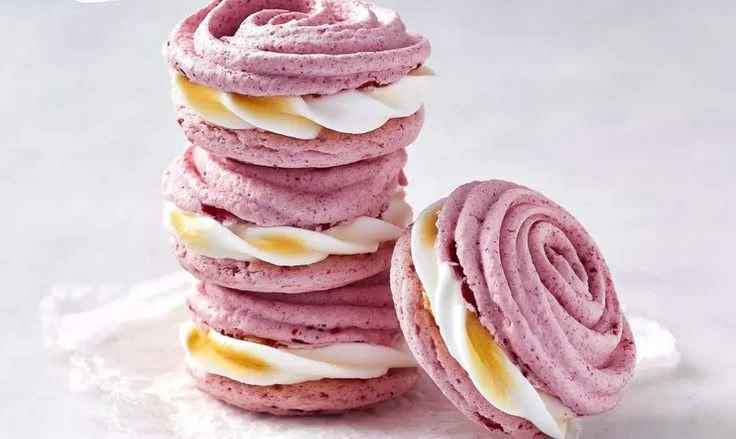 Raspberry White Chocolate Meringue Sandwich Cookies