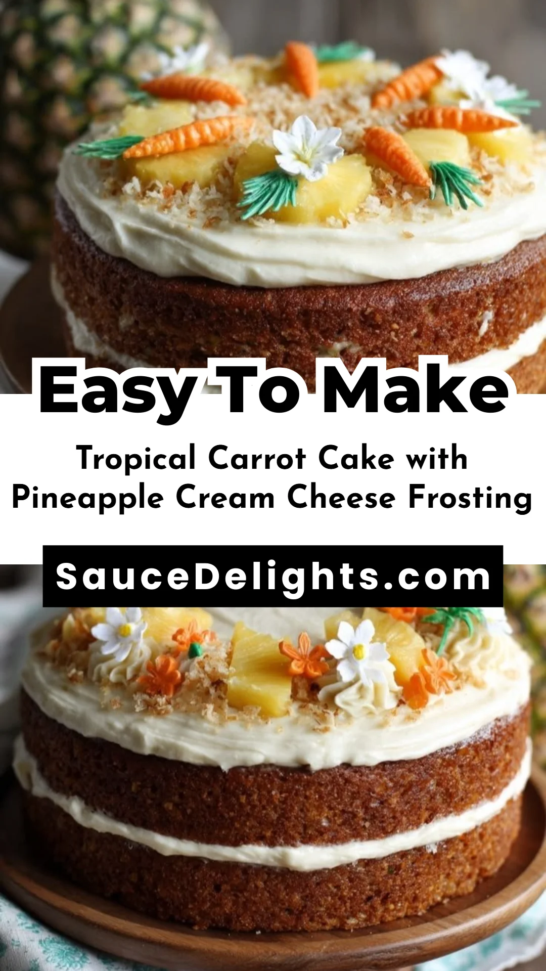 Tropical Carrot Cake with Pineapple Cream Cheese Frosting