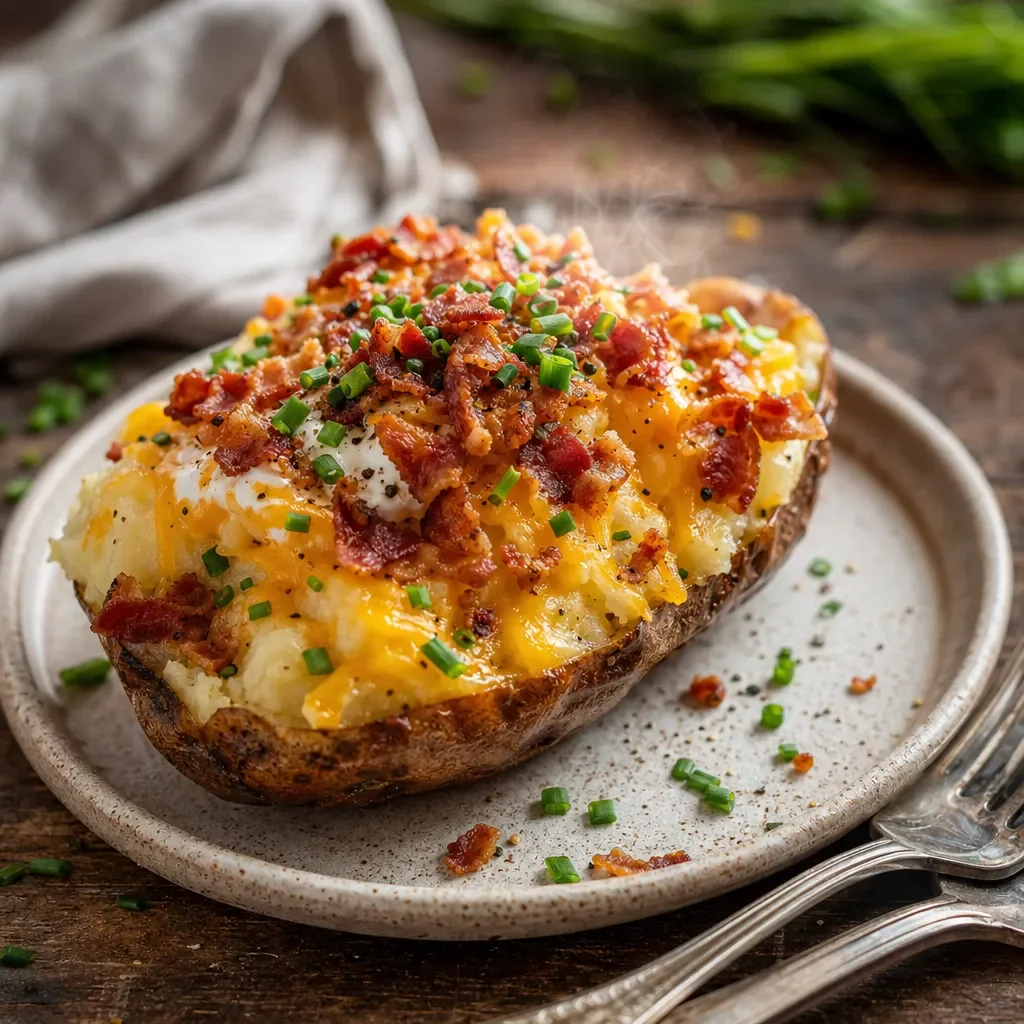 Bacon Grilled Twice Baked Potato - thegirlskitchen