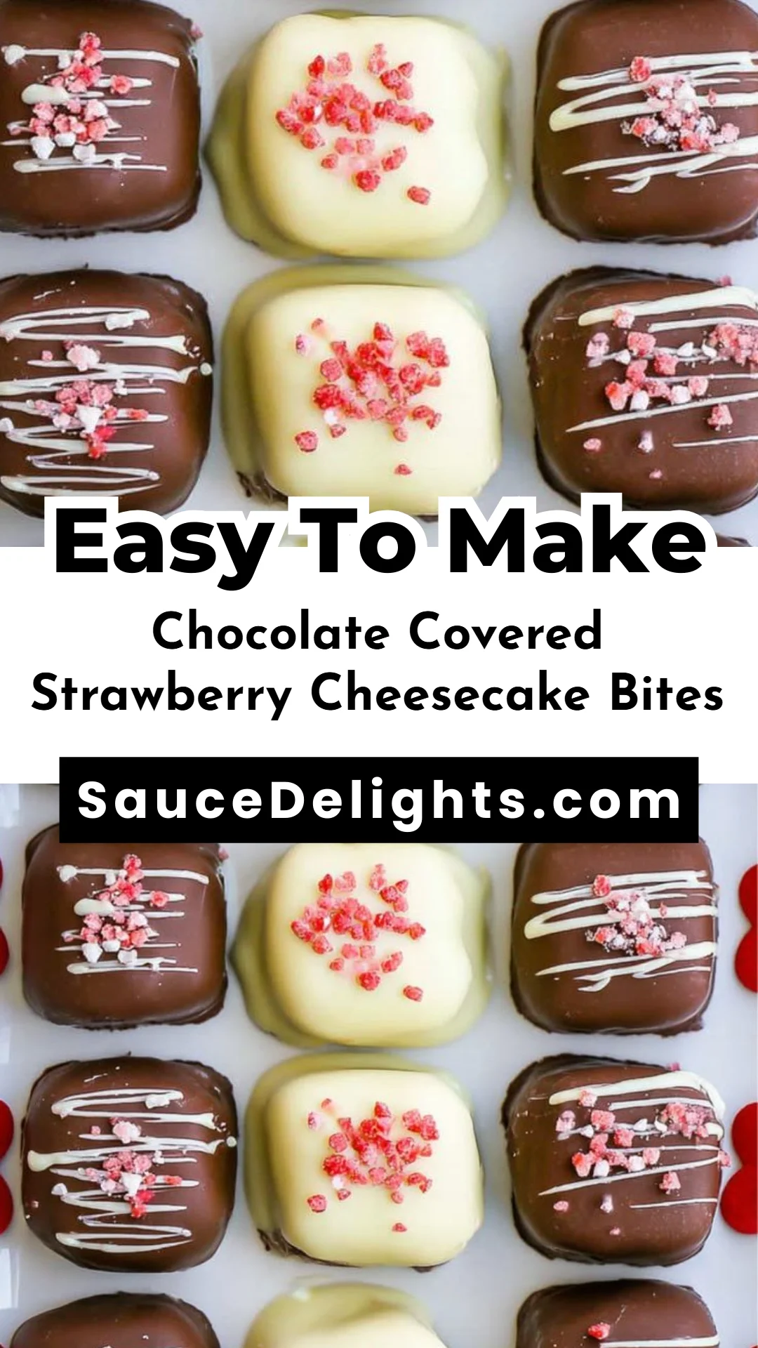 Chocolate Covered Strawberry Cheesecake Bites