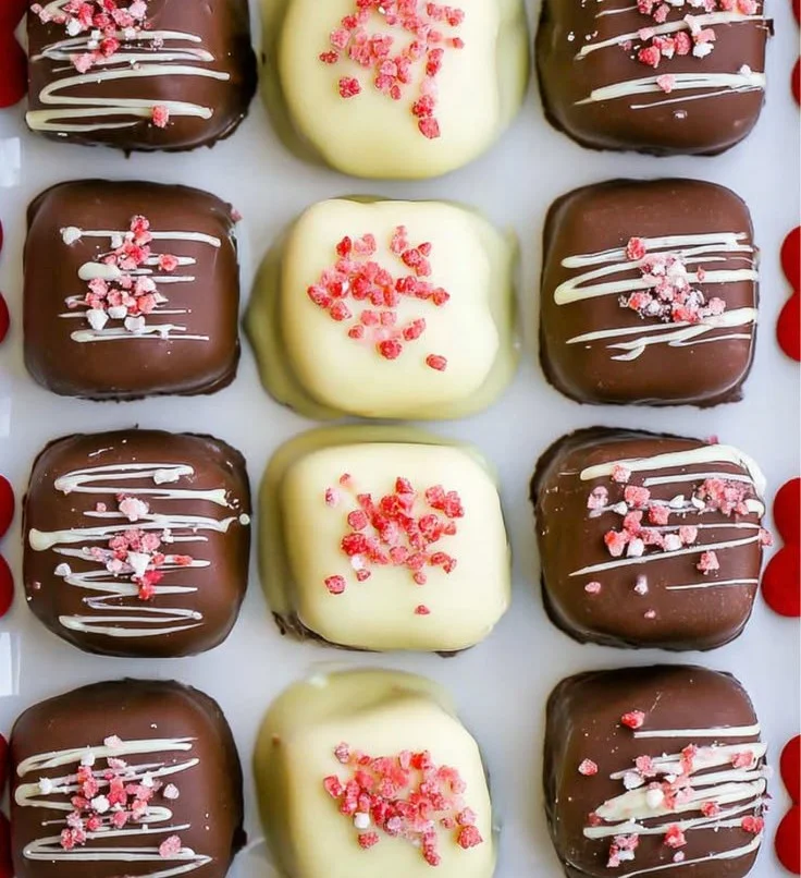 Chocolate Covered Strawberry Cheesecake Bites