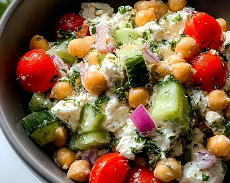 Cottage Cheese and Chickpeas Salad