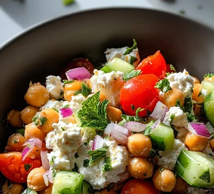 Cottage Cheese and Chickpeas Salad