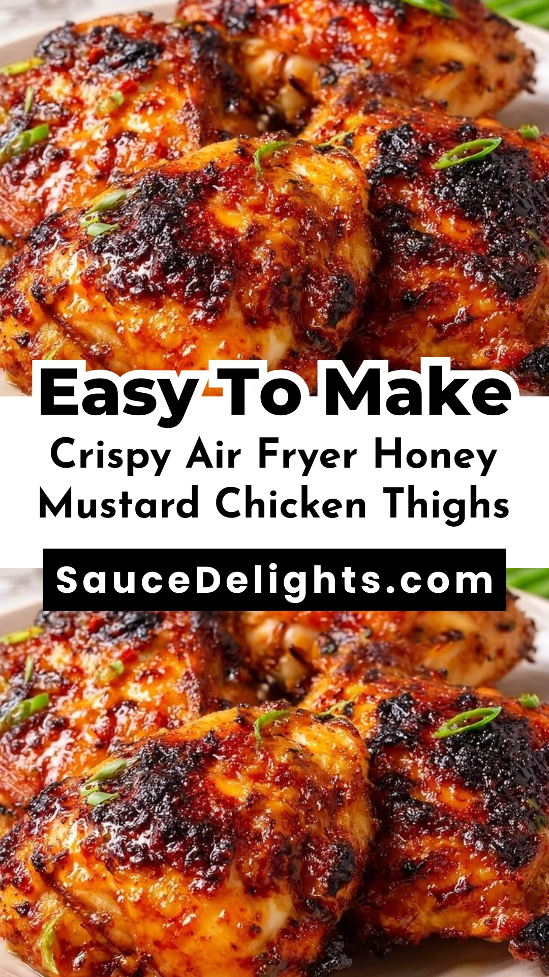 Crispy Air Fryer Honey Mustard Chicken Thighs