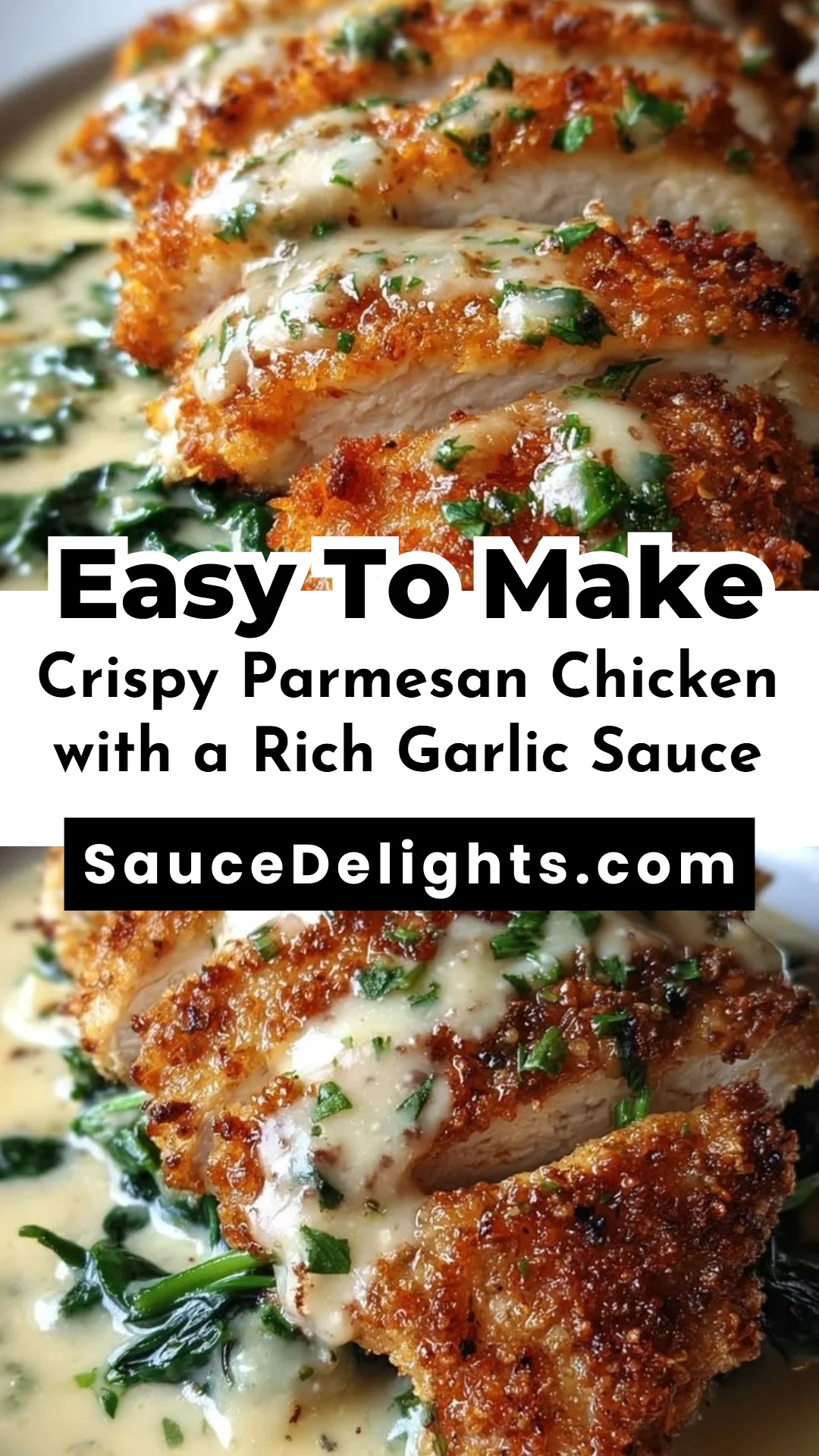Crispy Parmesan Chicken with a Rich Garlic Sauce