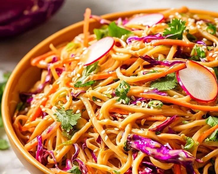 Crunchy Asian Noodle Salad with Peanut Butter Dressing
