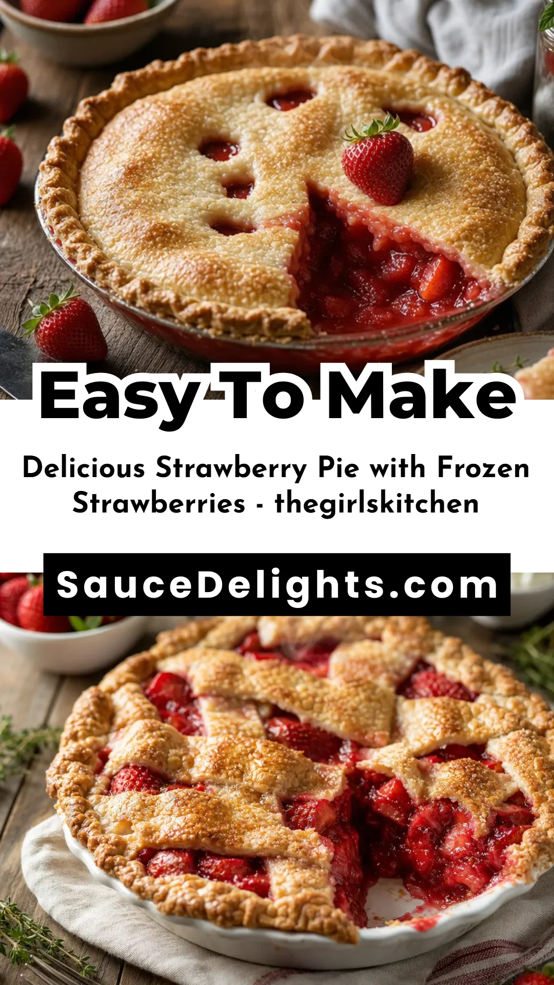 Delicious Strawberry Pie with Frozen Strawberries - thegirlskitchen