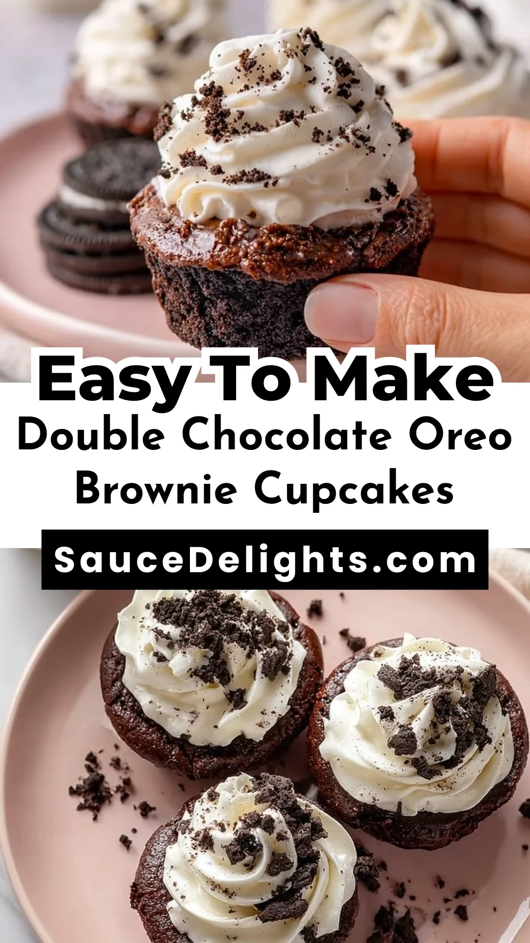 Double Chocolate Oreo Brownie Cupcakes