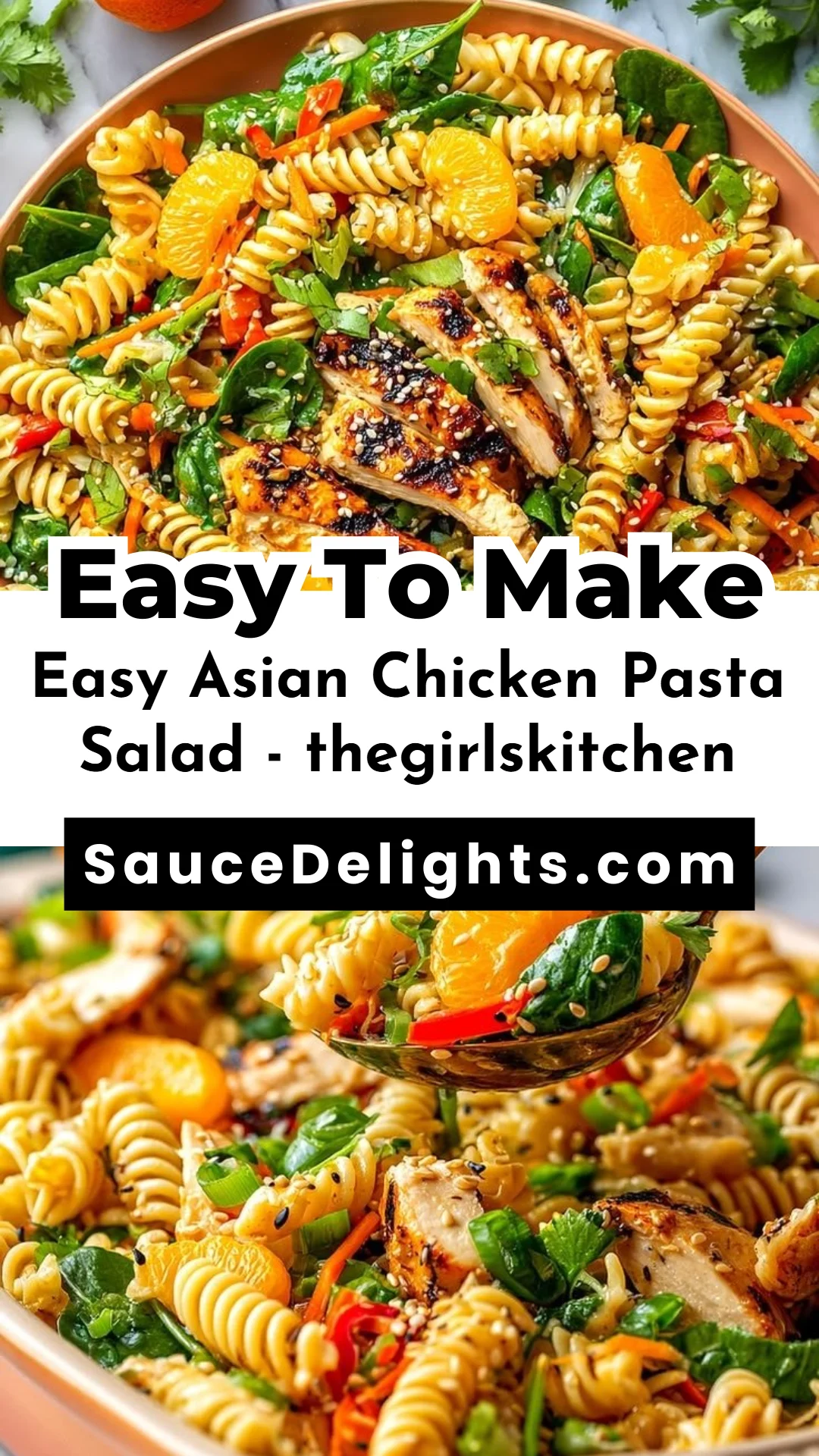 Easy Asian Chicken Pasta Salad - thegirlskitchen