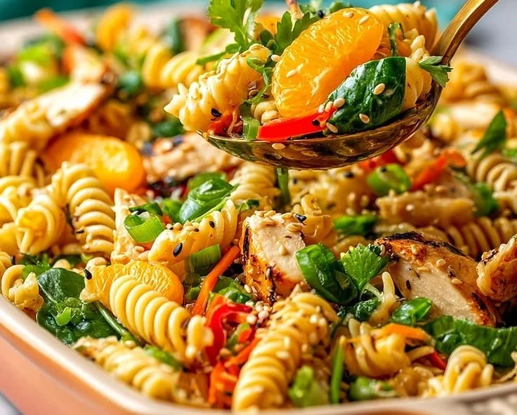 Easy Asian Chicken Pasta Salad - thegirlskitchen