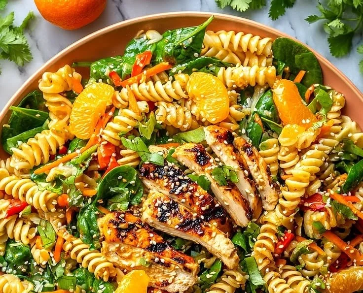Easy Asian Chicken Pasta Salad - thegirlskitchen