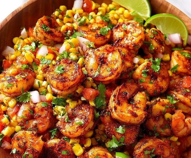 Easy Grilled Shrimp with Corn Salsa - the girl's kitchen