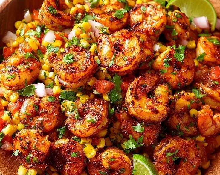Easy Grilled Shrimp with Corn Salsa - thegirlskitchen