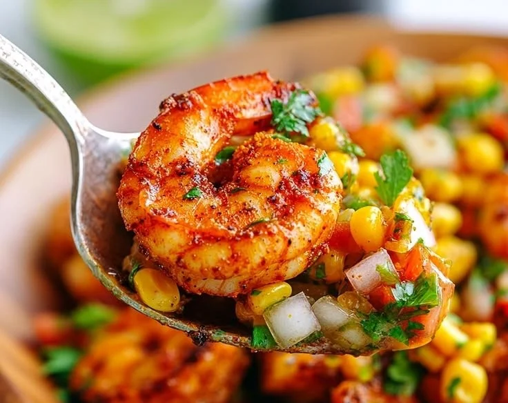 Easy Grilled Shrimp with Corn Salsa - thegirlskitchen